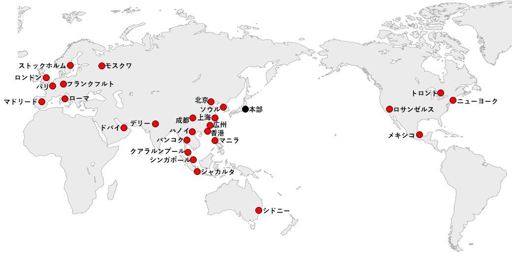 JNTOの海外事務所ネットワーク 地図